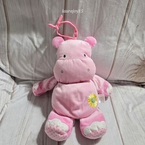 Carters Pink Hippo Musical Crib Plush Toy Just One Year Brahms Sunflower 12 Inch